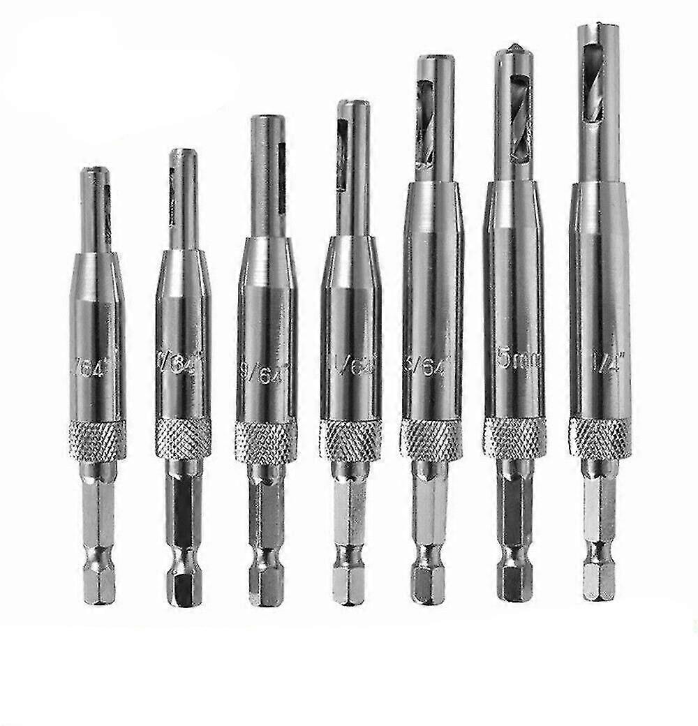 7pcs/set Woodworking Tapper Core Tool Hinge Drill Bit Set Windows Self Centering