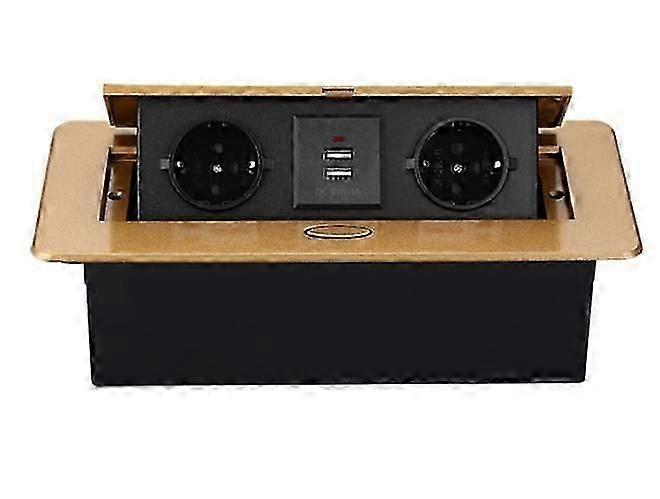 High quality J29L Gold Double Multi Three-hole + Double USB Pop-up Hidden Socket 250v