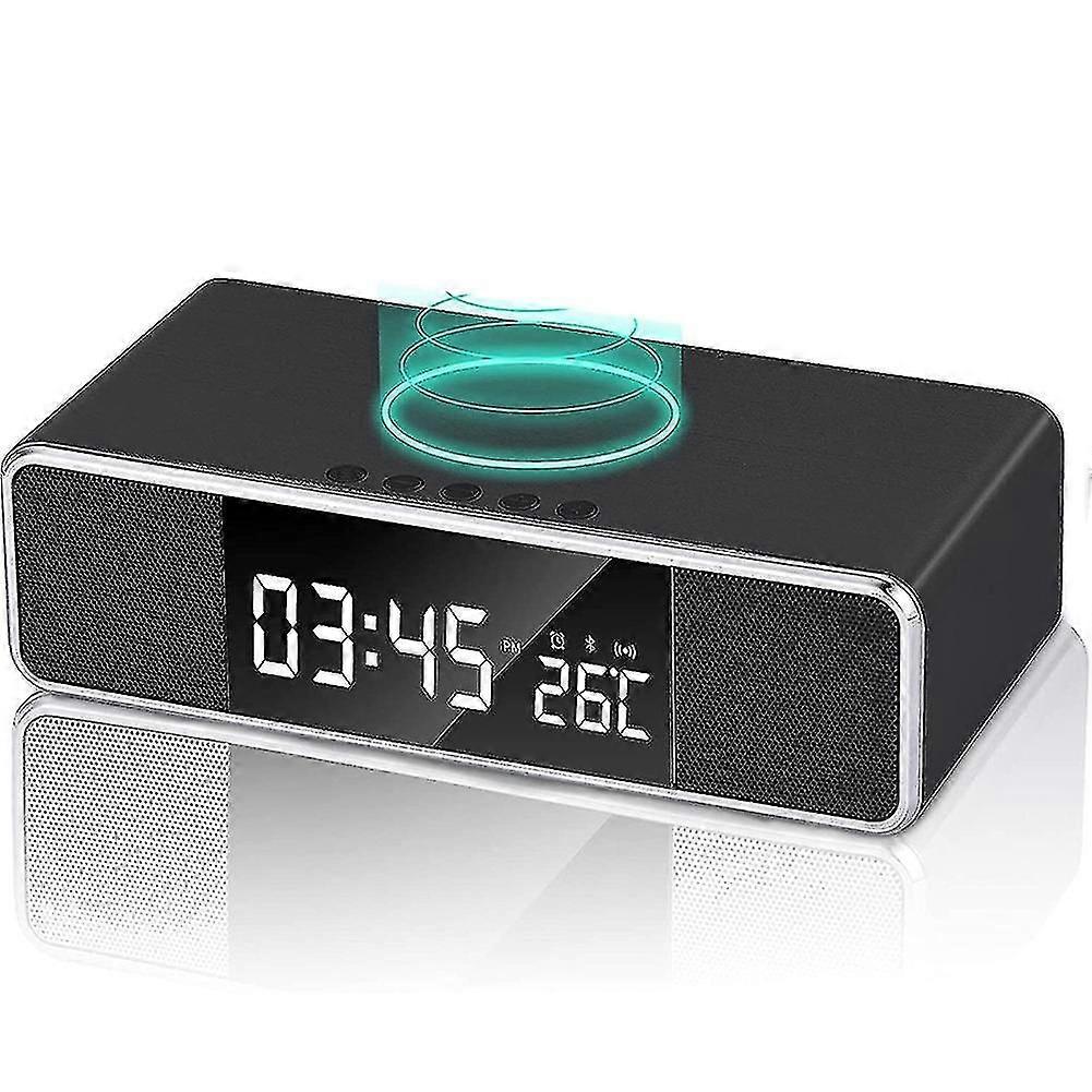 Digital Alarm Clock With Wireless Charging, Bedside Fm Radio Clock