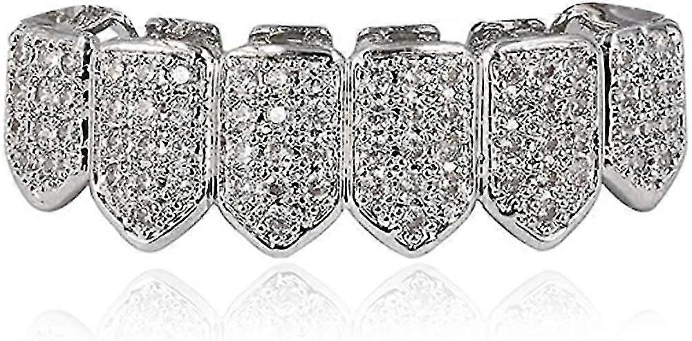 18k Gold Plated Macro Pave Cz Iced-out Grillz With Extra Molding Bars Included
