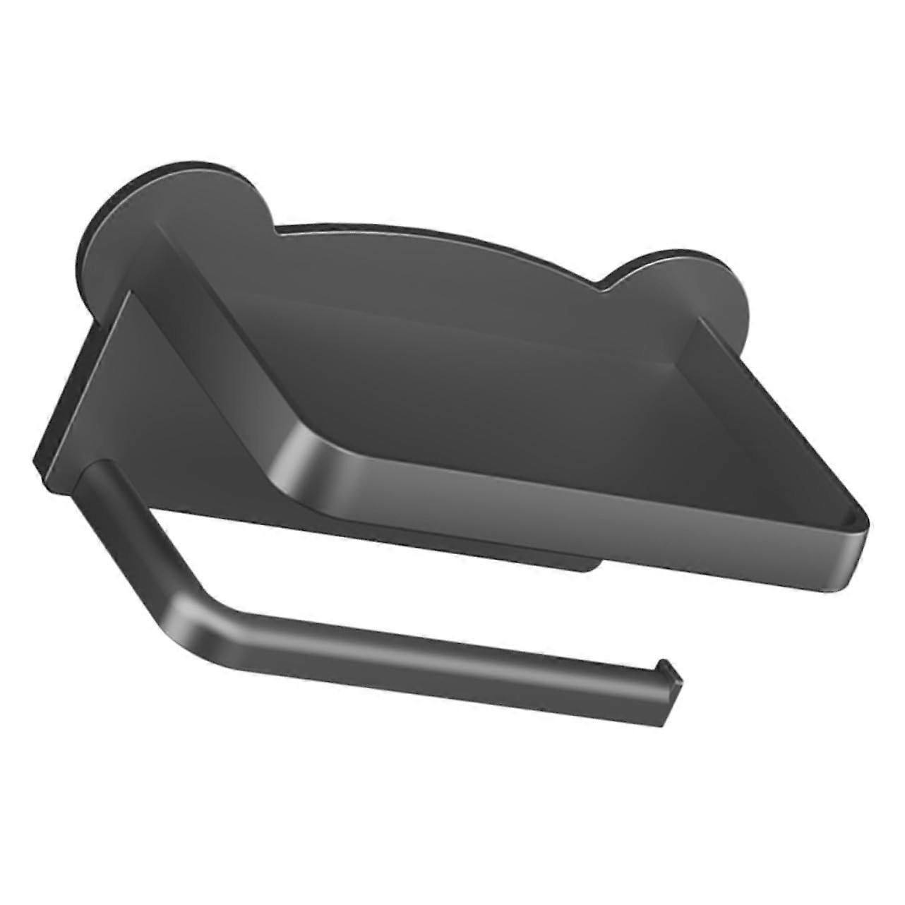 Wall Mounted Toilet Paper Holder With Shelf, Adhesive Mount, RustResistant Grey Finish, Paper Towel Organizer