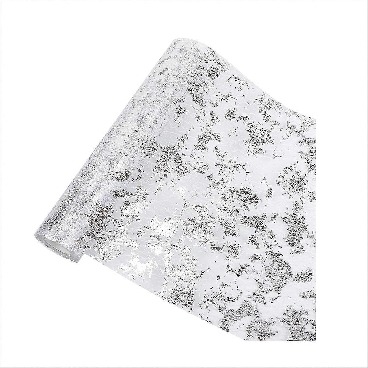 Tablecloth Sequined Glitter Foil Metallic Silver Fine Mesh Tablecloth