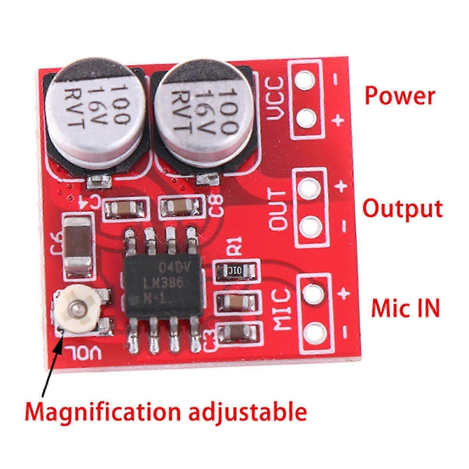 5PCS Electret Microphone Amplifier Module Adjustable Gain LM386 20200x DC4V12V