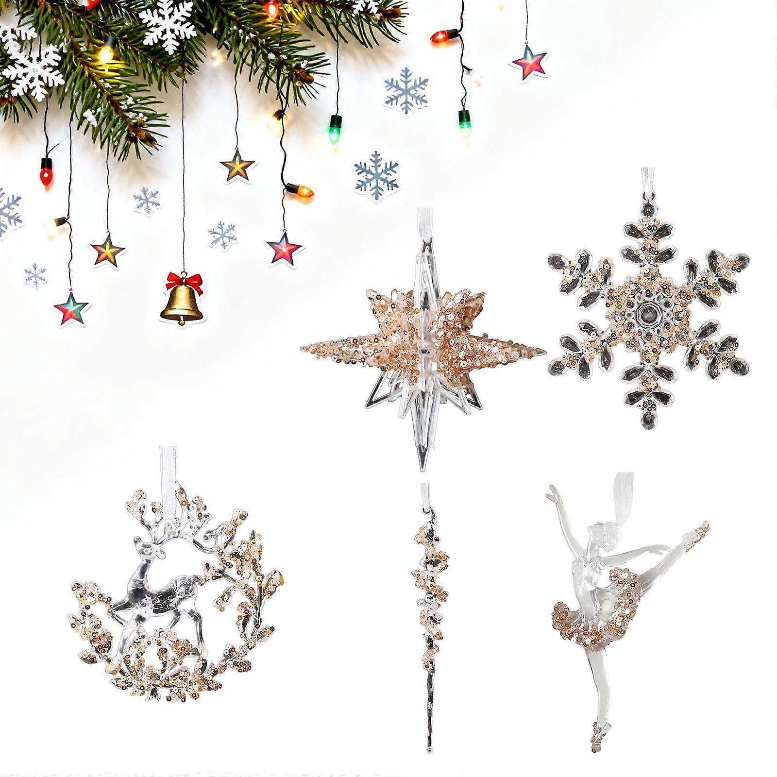 Elegant Shatter Resistant Snowflakes Ornament For Fireplaces Window And Seasonal Tree Embellishment Multicolor