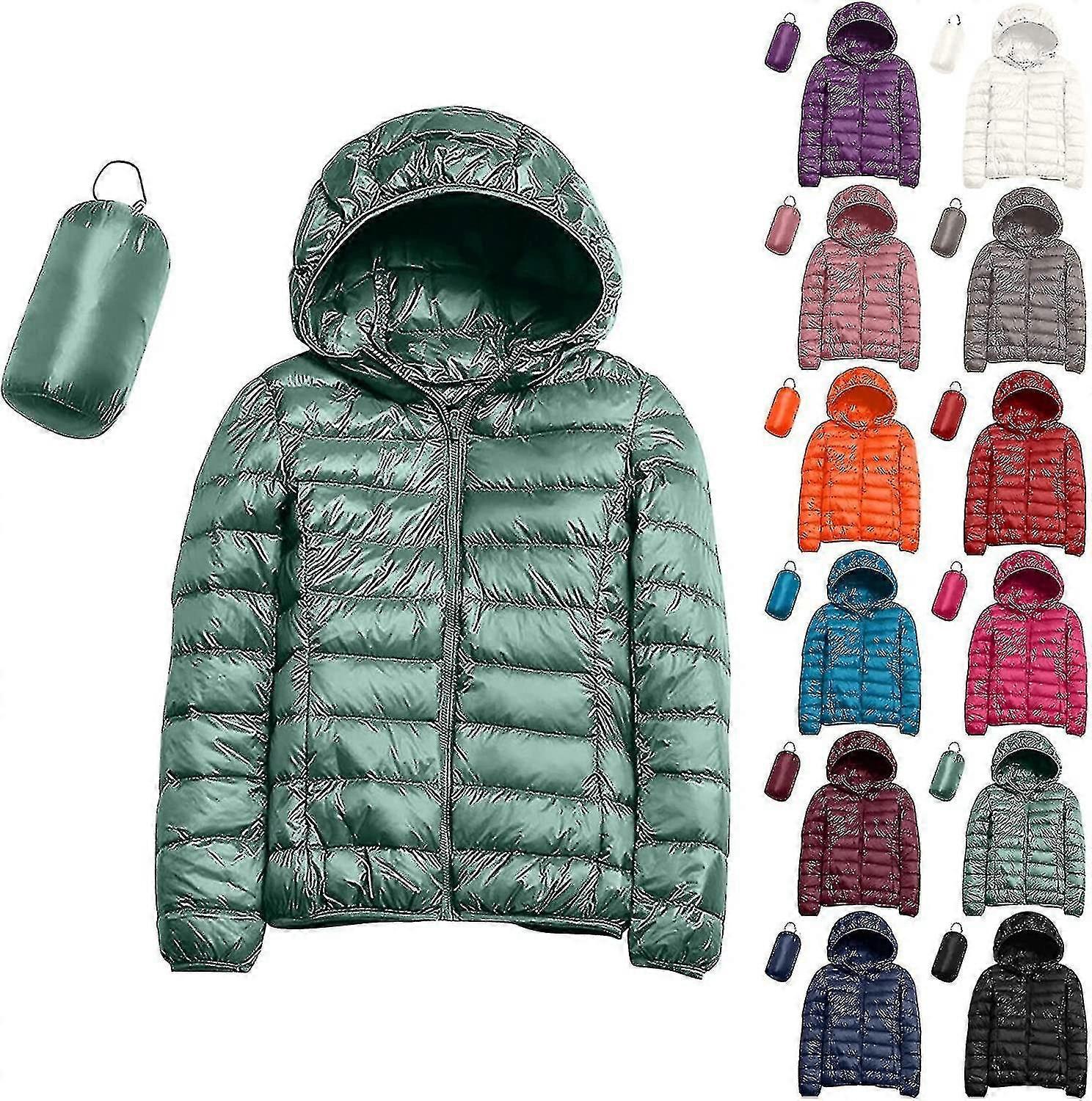 Mulheres Casual Leve Com Capuz Para Baixo Jaqueta Embalagem Puffer Casacos Ultra Leve Peso Curto Down Jaqueta com saco de armazenamento