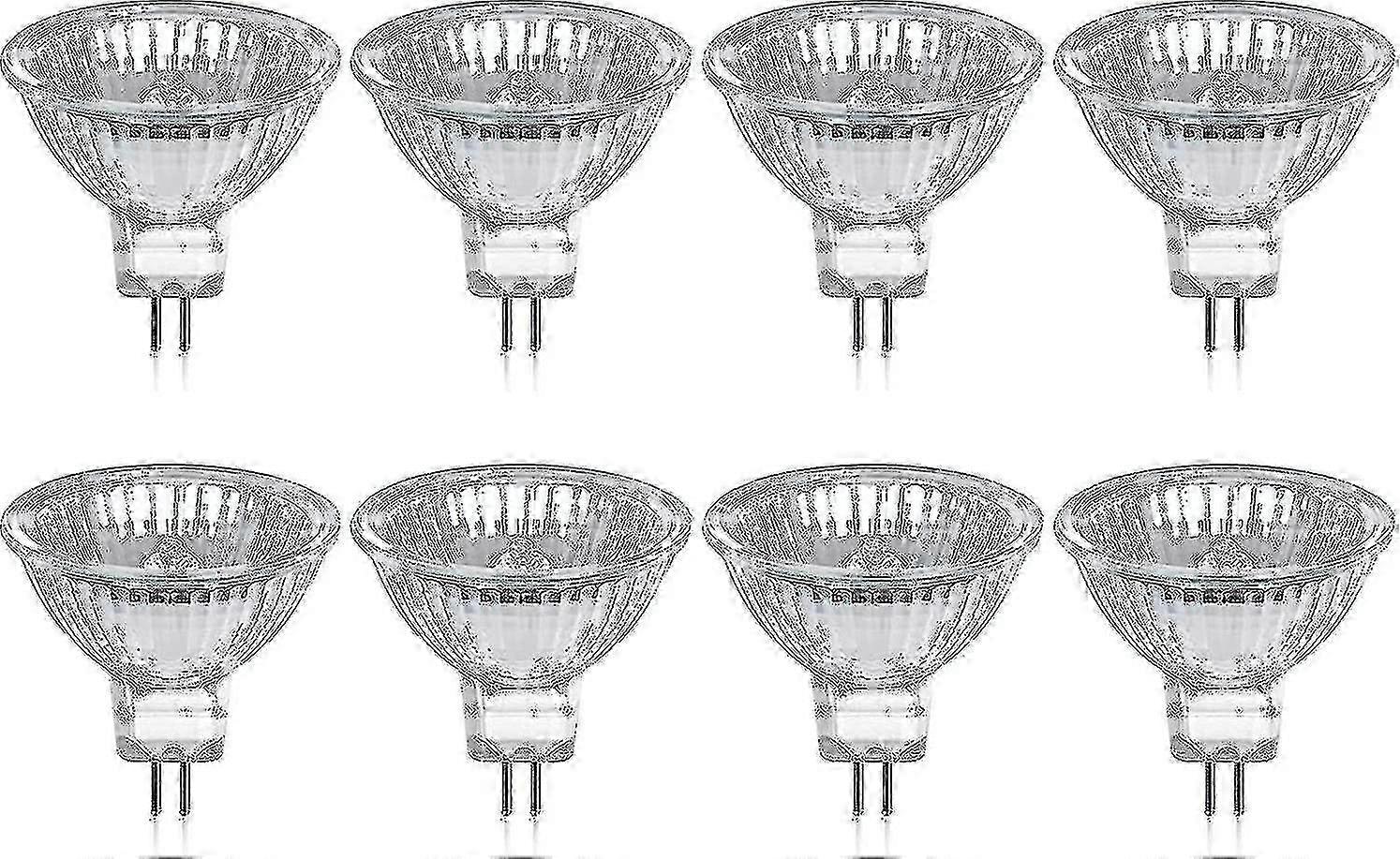 8 ハロゲン電球 Gu5.3 Mr16 35w 12v 調光可能 - ウォーム 2800k、400 ルーメン、ガラス カバー f26 のパック