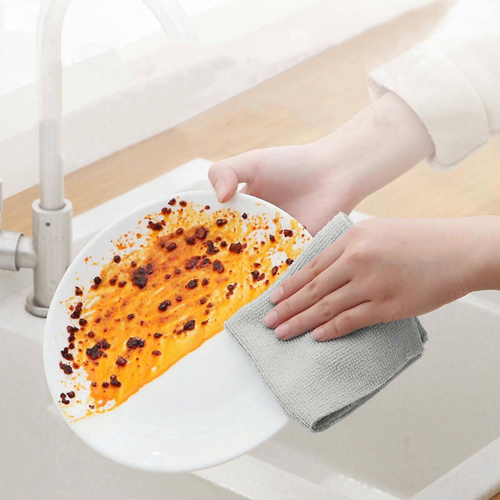 WJSXC 20PCS Microfiber Extractable Rag Disposable Scouring Pad, Multifunctional Absorbent Kitchen Dish Cloth Gray