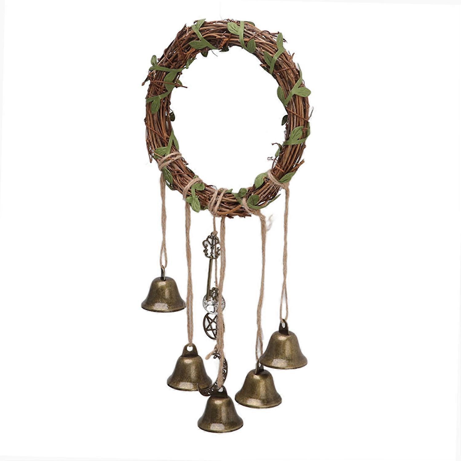 Hanging Witch Bell Handmade Decorative Witch Wind Chime with Meaningful Patterns for Door Handle Typ