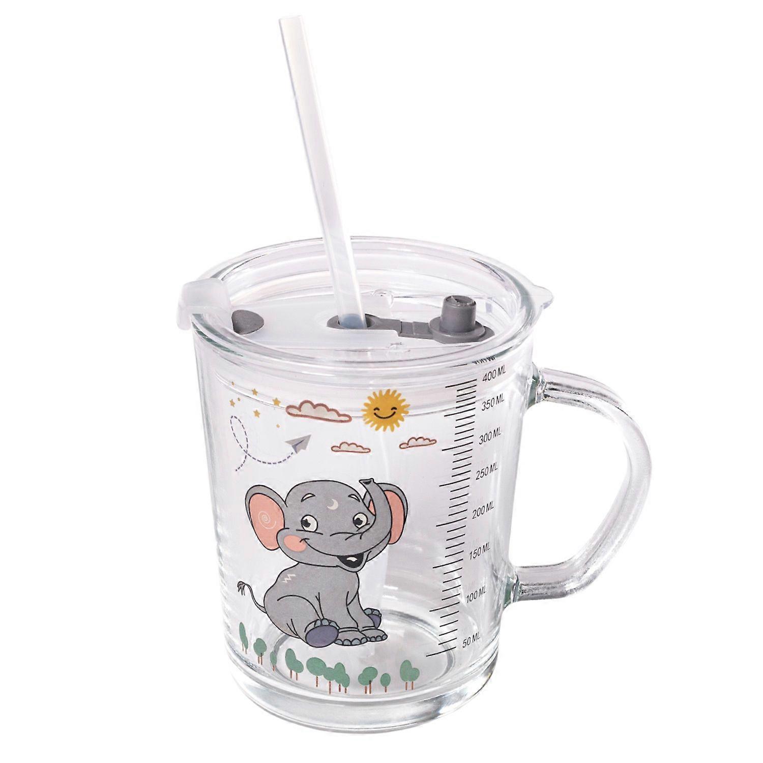 Children's Drinking Cup with Lid, Scale and Straw 400 ml