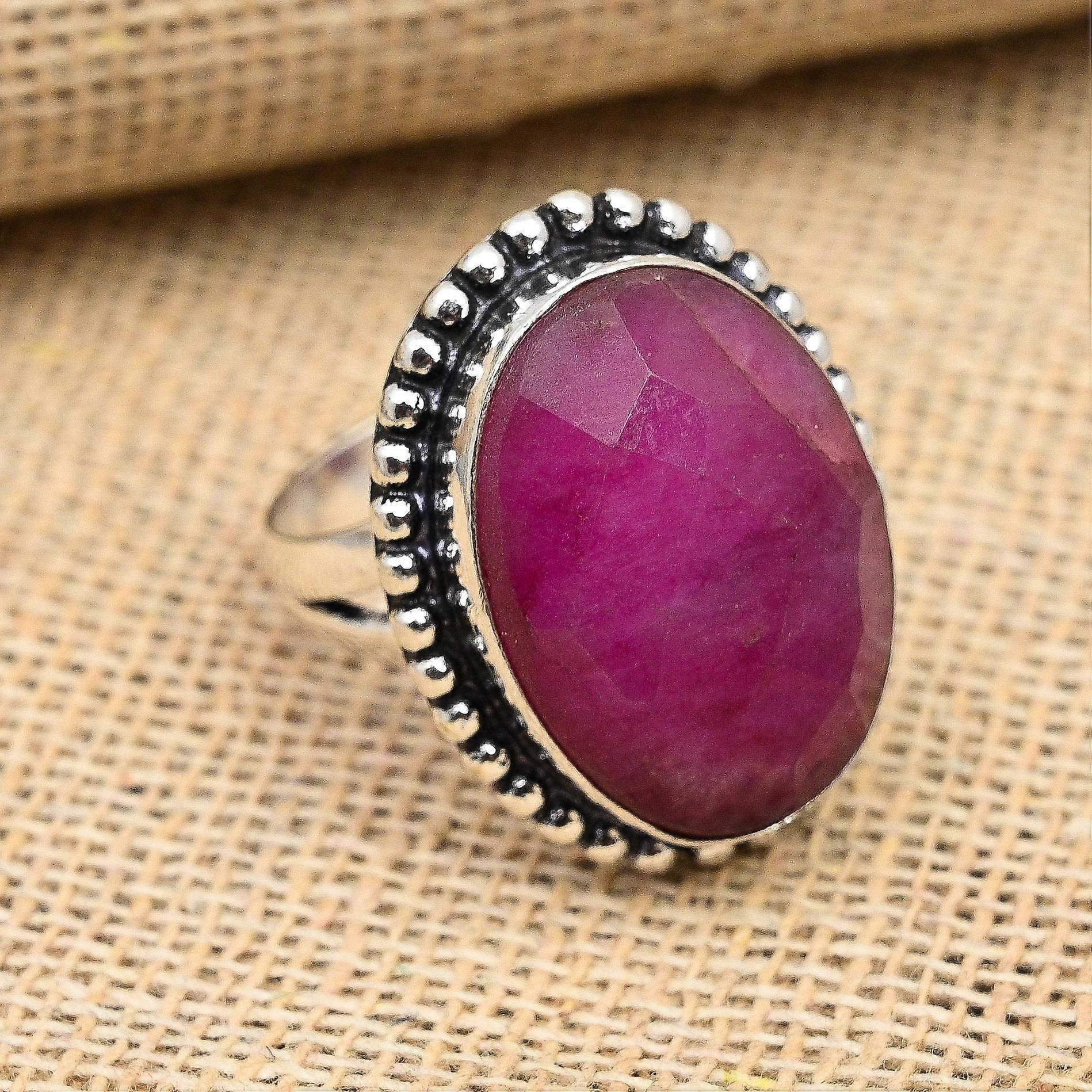 Faceted Ruby Gemstone Handmade Jewelry Solid 925 Sterling Silver Ring