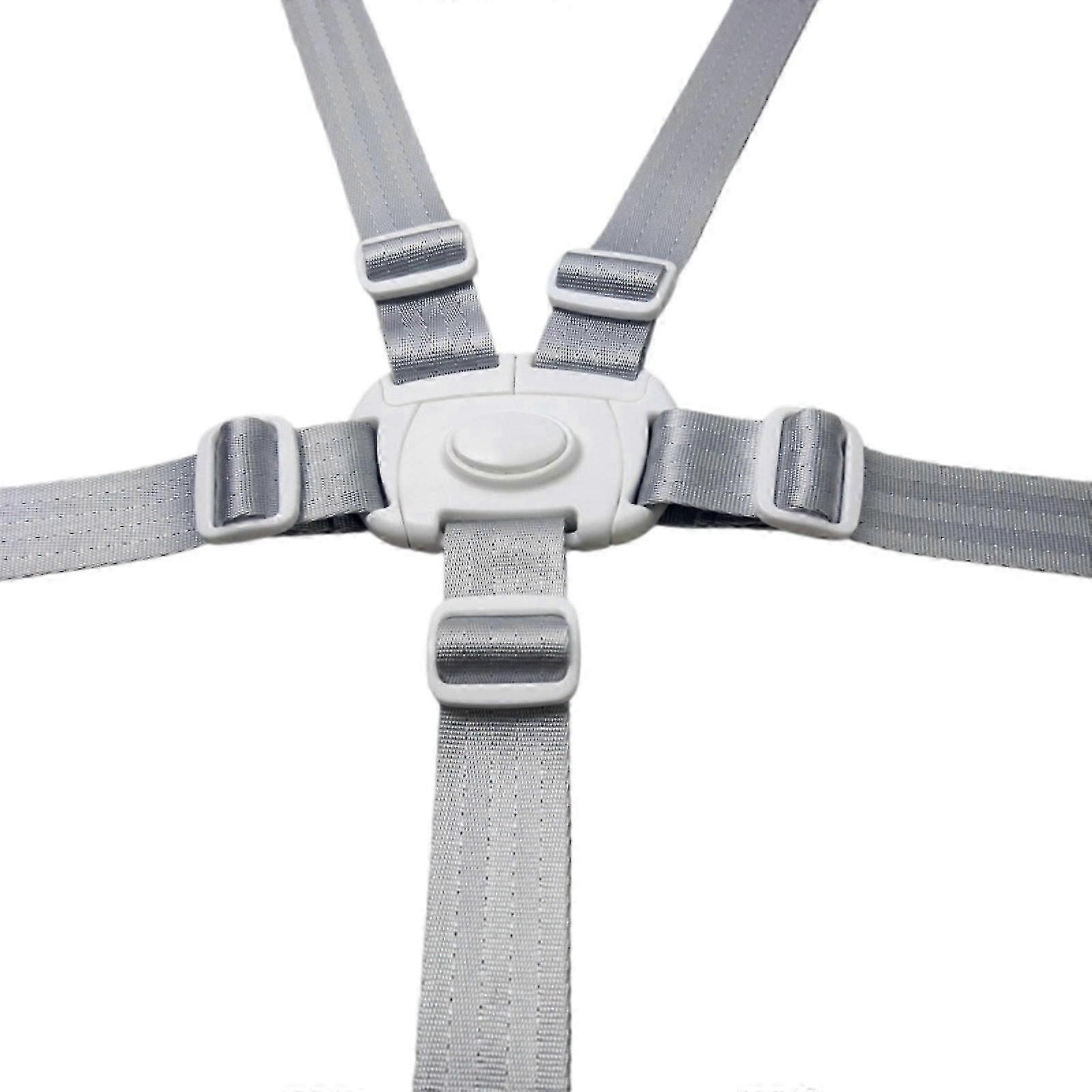 Child Safety Harness Belt 5 Point Adjustable Strap Suitable for Use in Strollers High Chairs and Pushchairs Dining Seats White