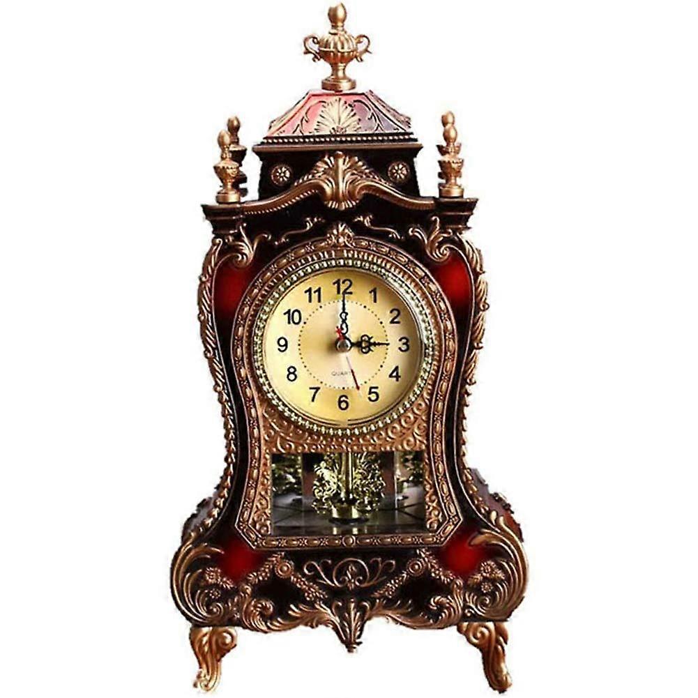 Mantel Clock Vintage Chiming Table Clock with Swing Pendulum for Living Room Decor