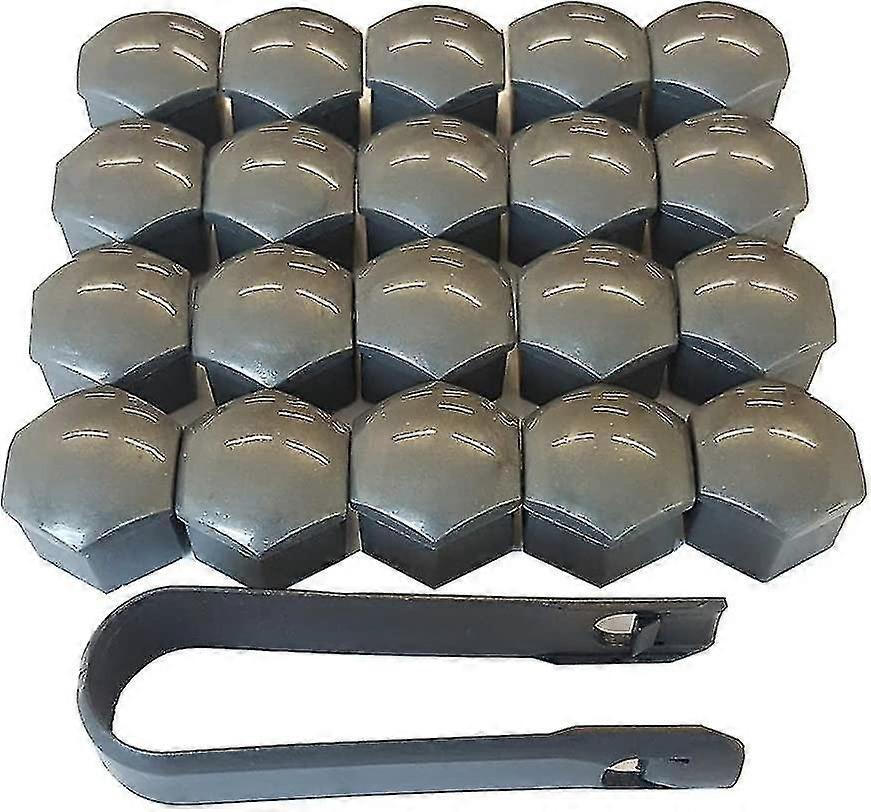 20 kpl 19 mm pyöränmutterin suojukset, kuusikulmaiset pultinsuojukset musta ABS irrotustyökalulla