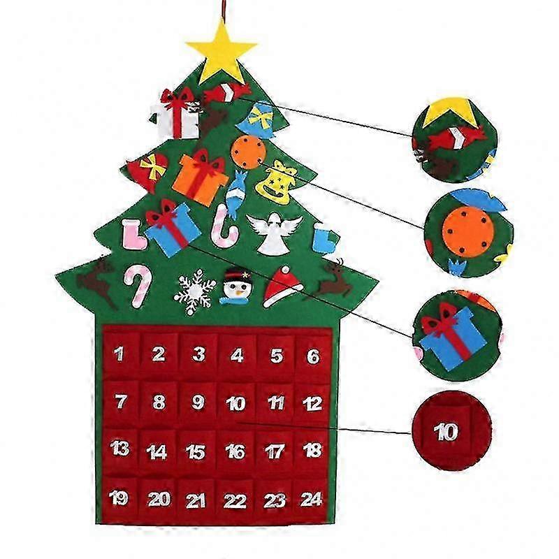 Wall Hanging Calendar for Christmas Felt Tree with Advent Countdown