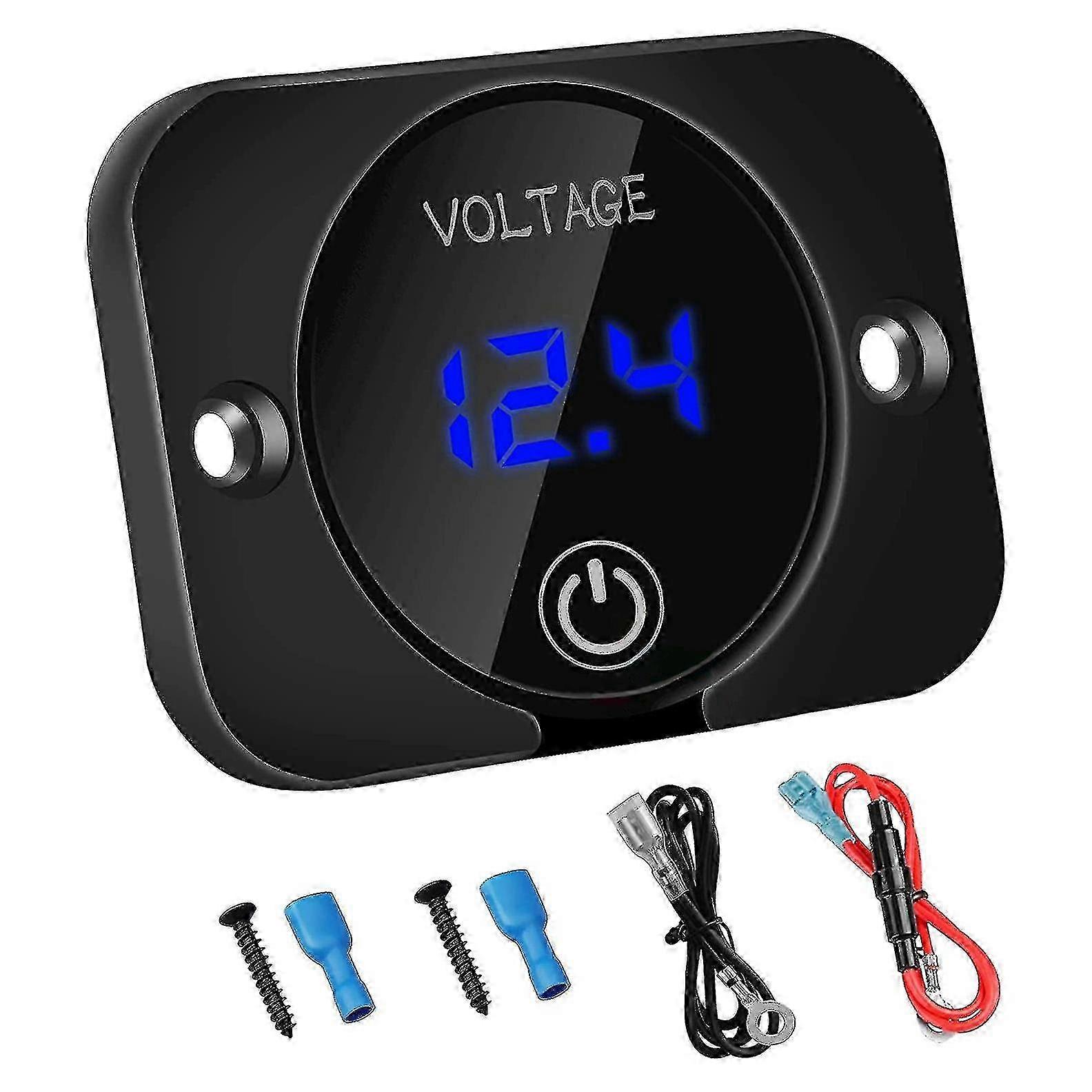 Waterproof Digital Voltmeter Panel (DC 12V/24V) with Contact Switch for Boat