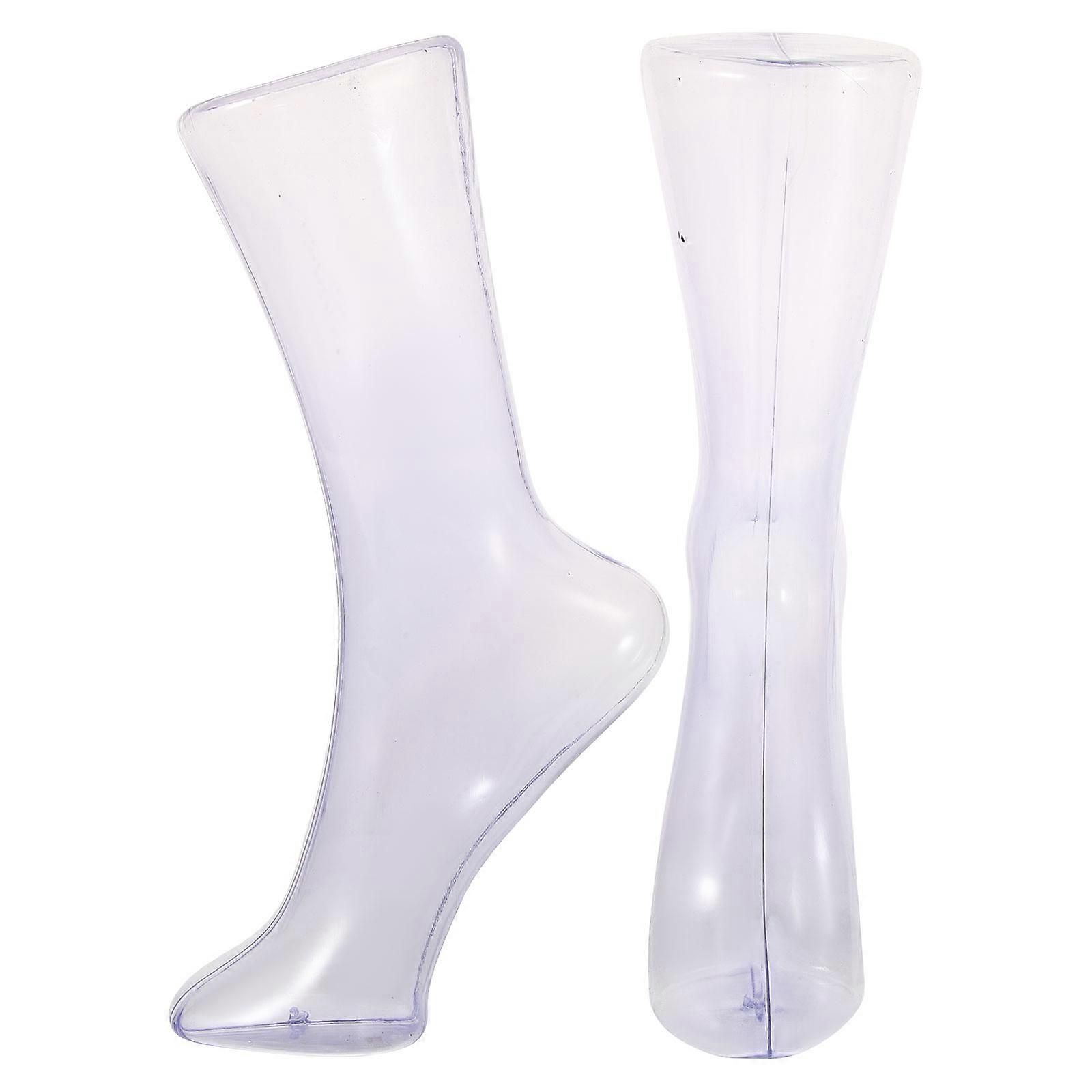 Plastic Socks Foot Model for Display Transparent 2Pcs Sock Display Stand