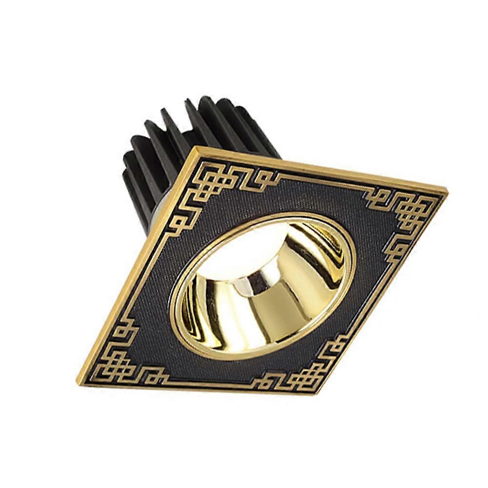 All Copper LED Recessed Downlight  25 Degree Adjustable, Retro Style, Square Baffle Trim, Warm White 14W