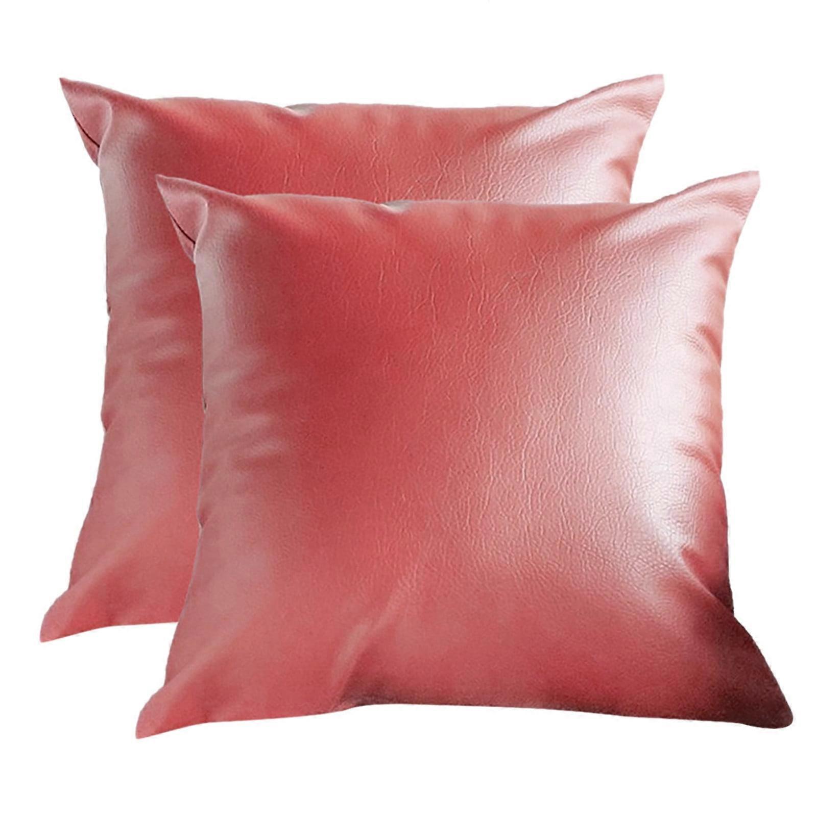 2Pc Leather Cushion Covers Throw Pillowcase Sofa Home Decor Solid ColorPillow Case