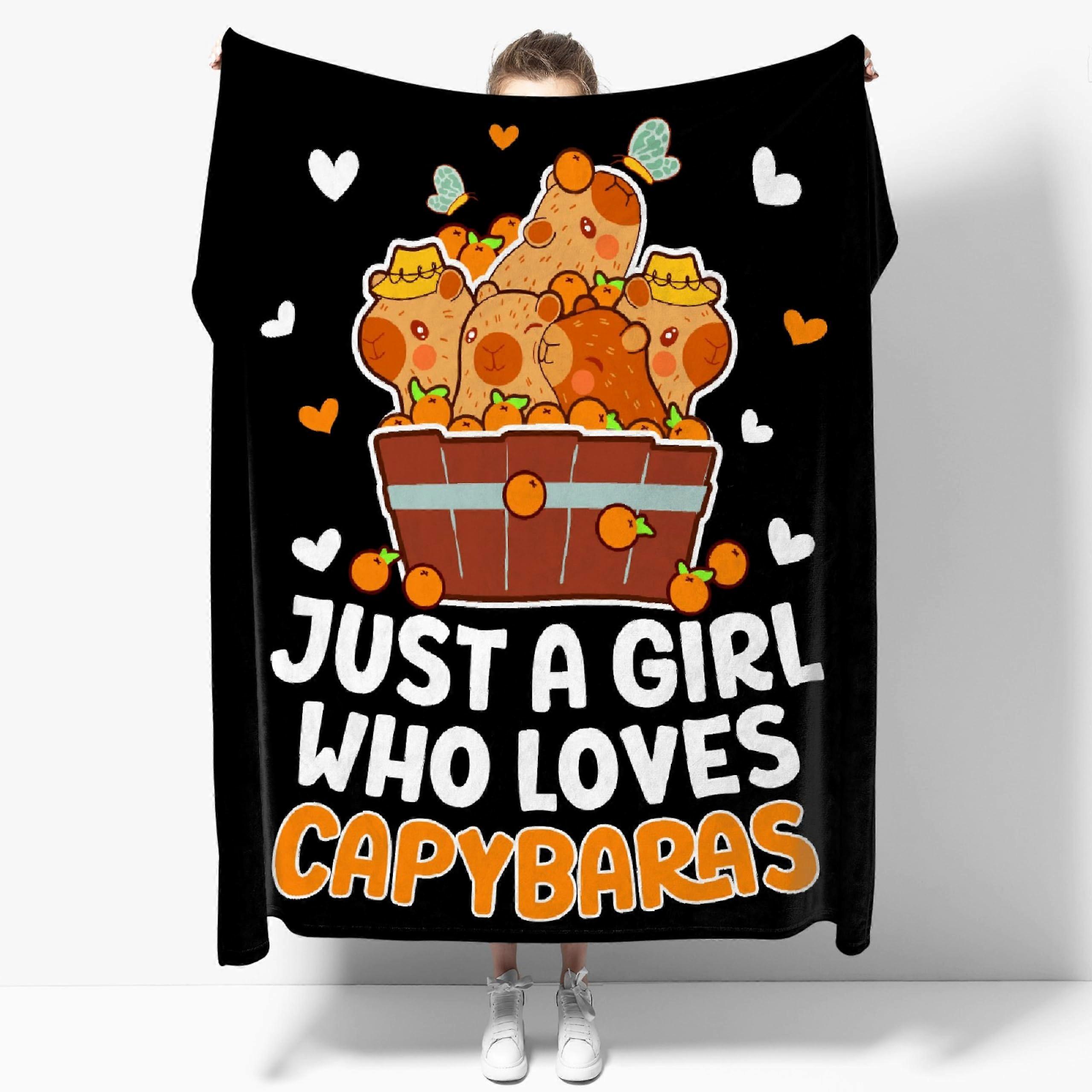 Capybara Blanket Soft Lightweight Flannel Throw Funny Animal Print for Sofa Bed Camping 60x80