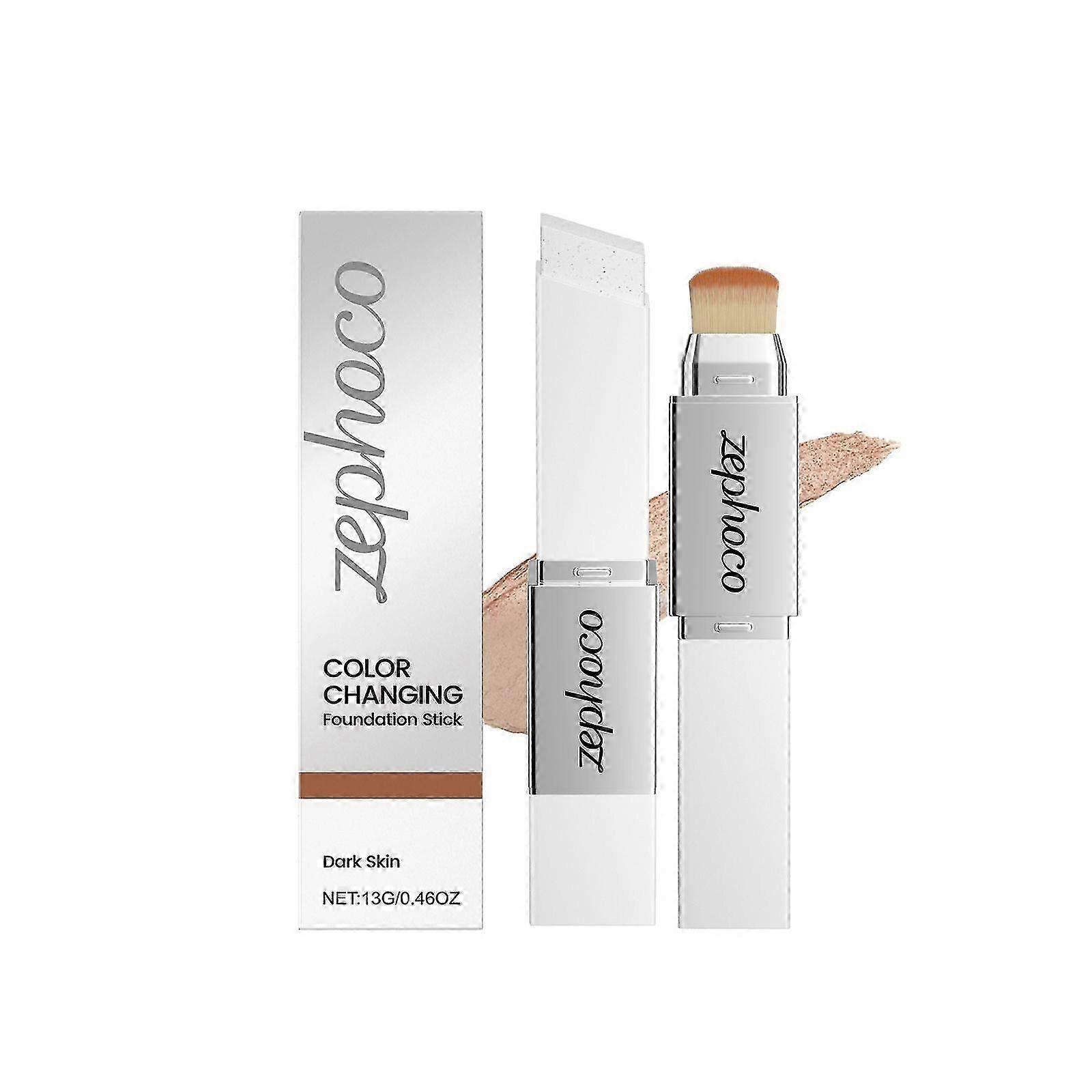 Zephoco Dark Skin Two-In-One Color-Changing Foundation Stick Is Lightweight, Hydrating, And Adheres Well Without Sticking. It Is A Light And Thin Foun
