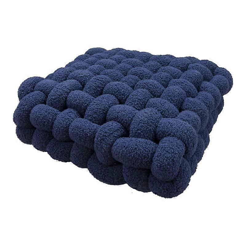 Decorative Throw Pillows with Soft Velvet Touch for Sofa and Square Woven Seat Cushions Dark Blue