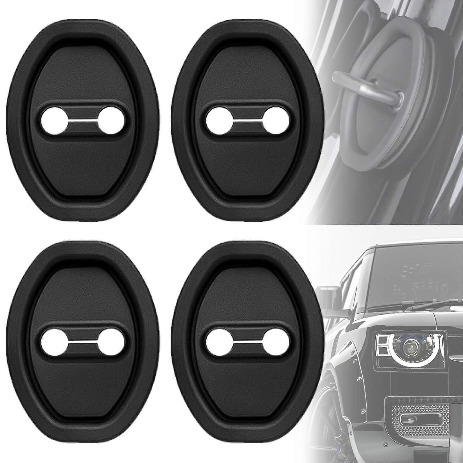 4PCS Universal Silicone Car Door Lock Cover Rust and Scratch Protection Noise Reduction Black