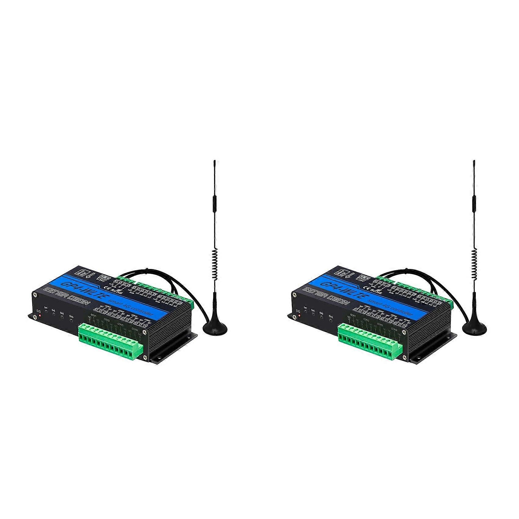 2X GP4-WLTE Smart 4G Global GSM SMS APP Controller RS485 WEB Control 4 CH 4-20Ma Analog Inputs 10A Relay Outputs,EU Plug