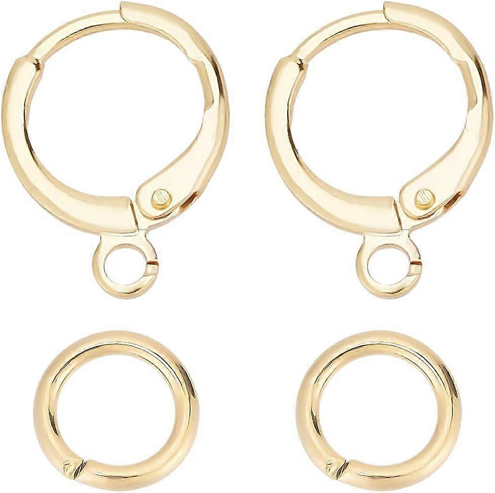 96pcs Brass Earring Making Kit 18K Gold Plated Leverback Earring Hooks with Hang Loop Earrings Replacement Accessories Open Jump Rings for Jewelry Mak