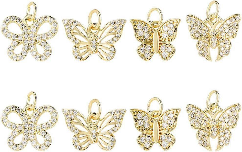 Cubic Zirconia Charms 18K Gold Plated Dangle Charms Brass Micro Pave Insect Charm with Jump Rings for Making DIY Crafts