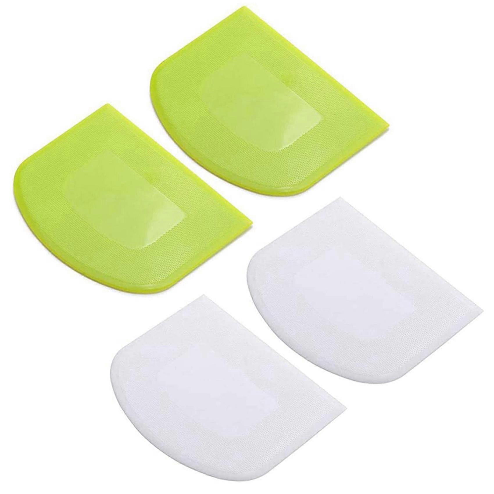 4 Pieces Dough Scraper Bowl Scraper Food-Safe Plastic Dough Cutter Flexible Plastic Scraper Practical Bench Scraper