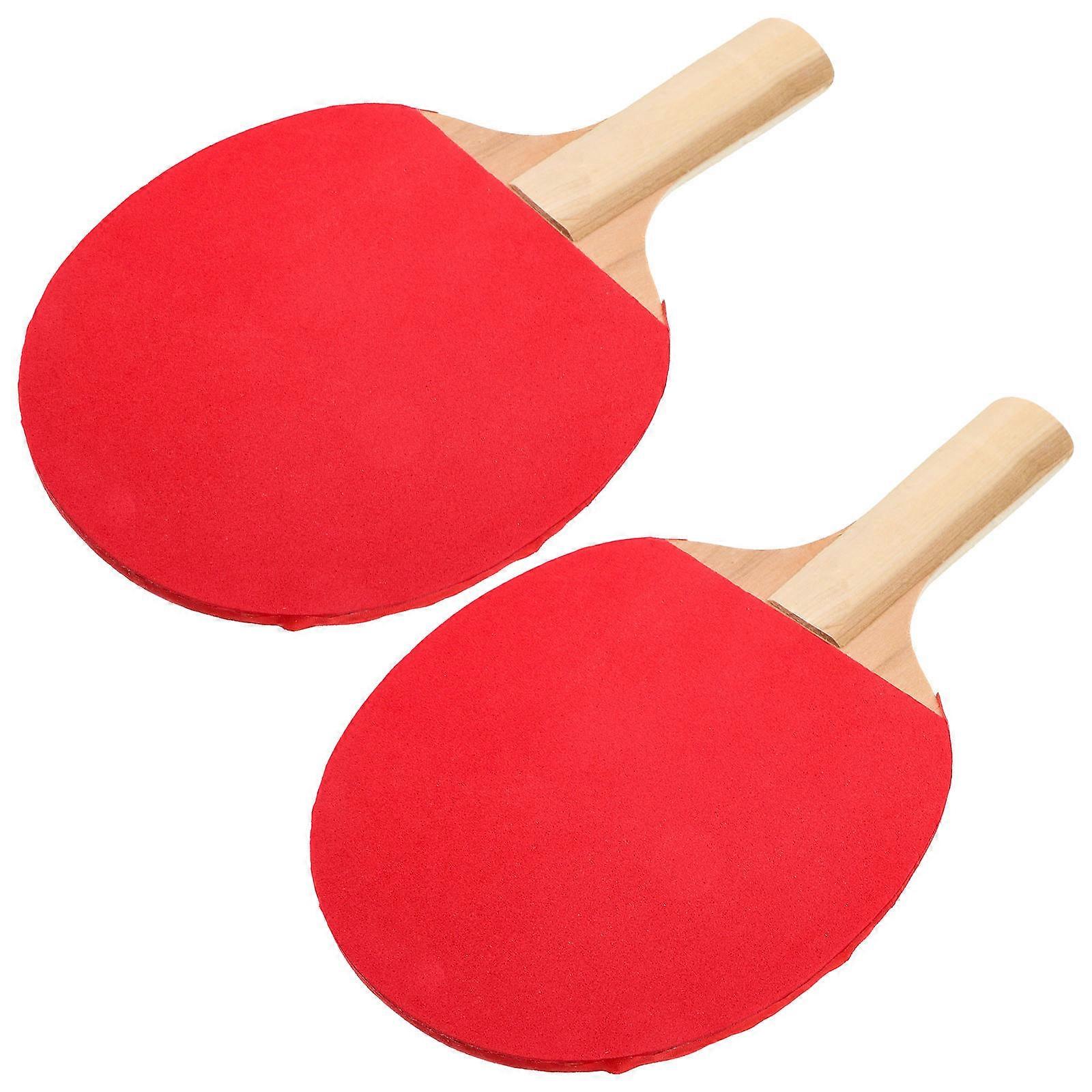 Table Tennis Racket Wood for Playing Use 3Pairs Beginner Portable Red
