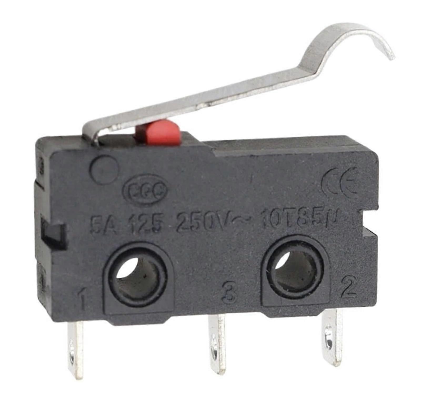 KW12 Travel Limit Switch 5A 125V/250V, Arc Lever 21mm, 16mm Handle, NO/NC 2/3Pin, 10 Pieces