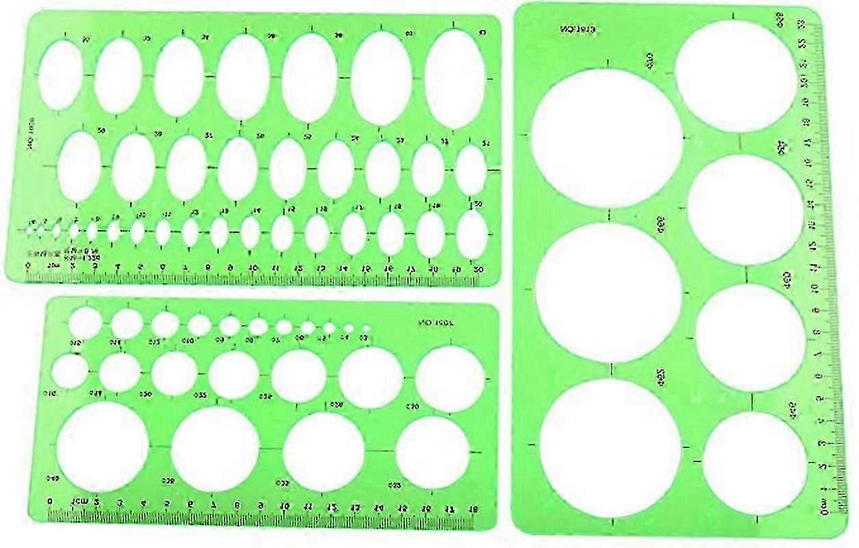 Architectural Design Circle Tool Measurement Template Drawing Ruler - 3 Pieces