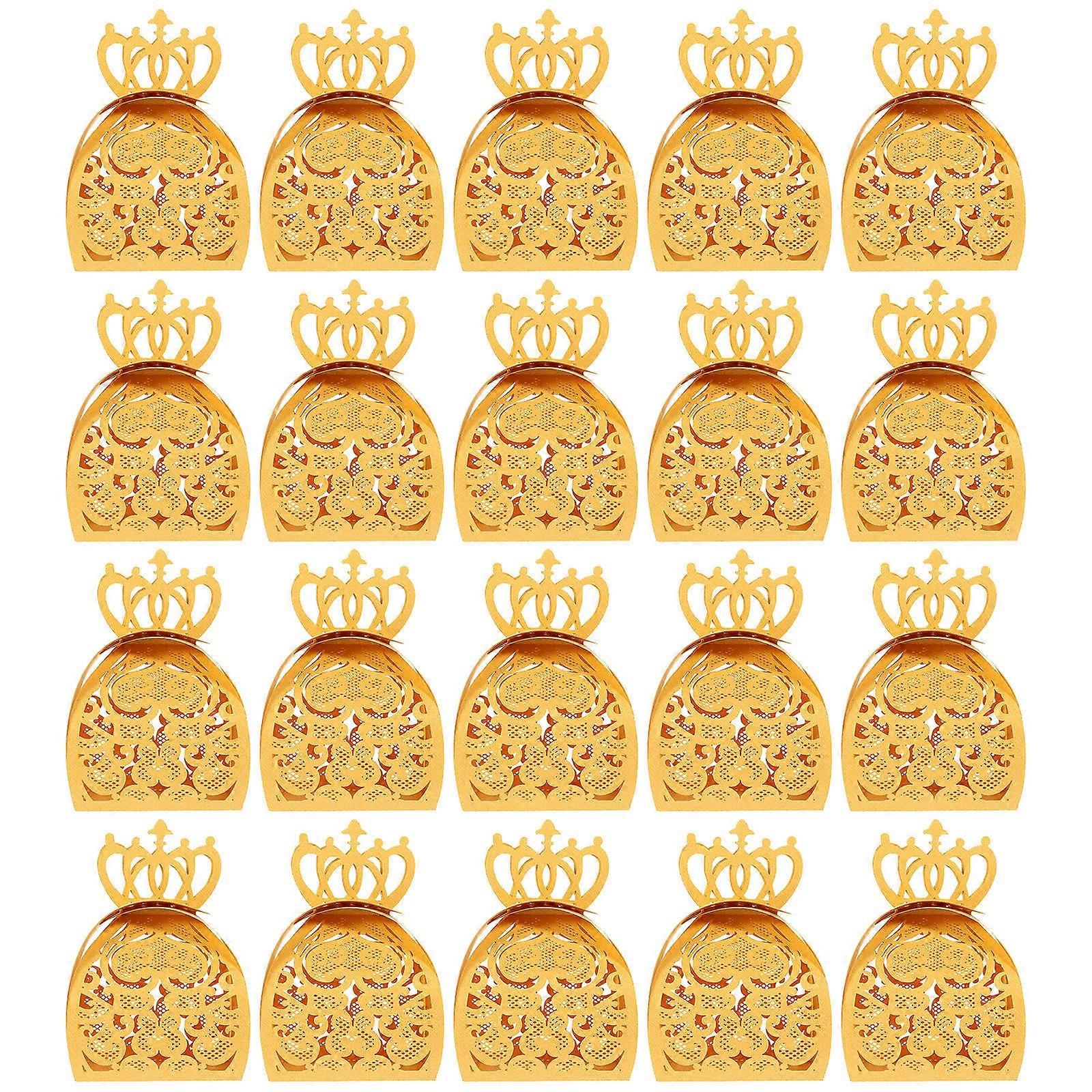 200Pcs Golden Hollow Candy Boxes for Party Gift Packaging