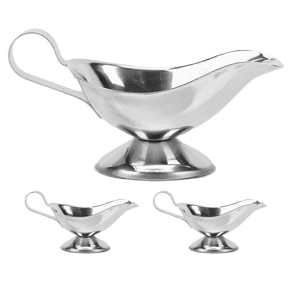 Rustfrit stål sovsekande til servering af sauce 3 stk. sølvfarvede sovsekander