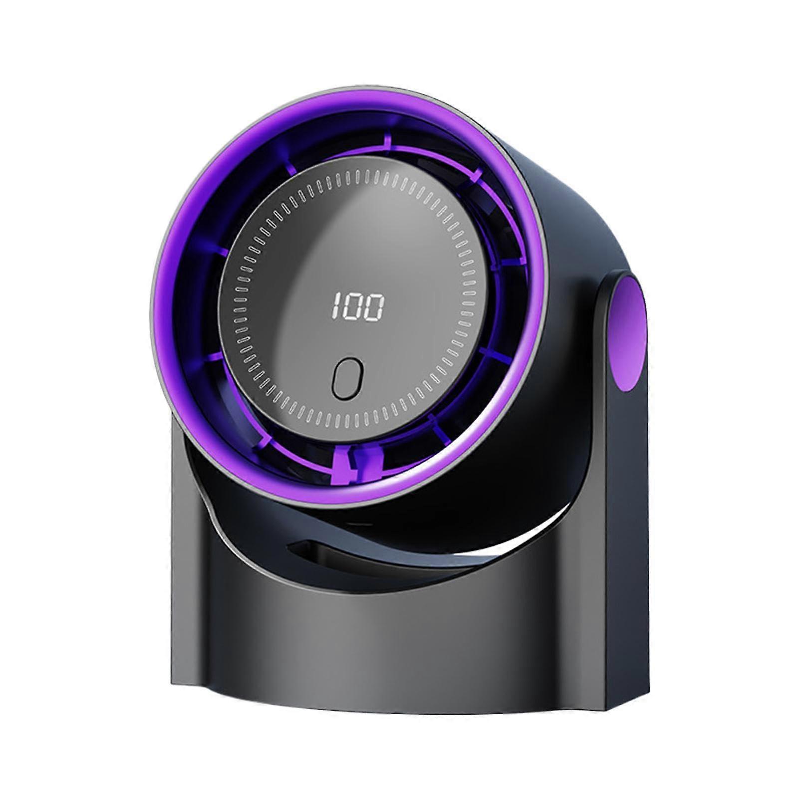 Bladeless Desk Fan with Digital Display, USB Powered 5Speed Cooling, Speed Purple