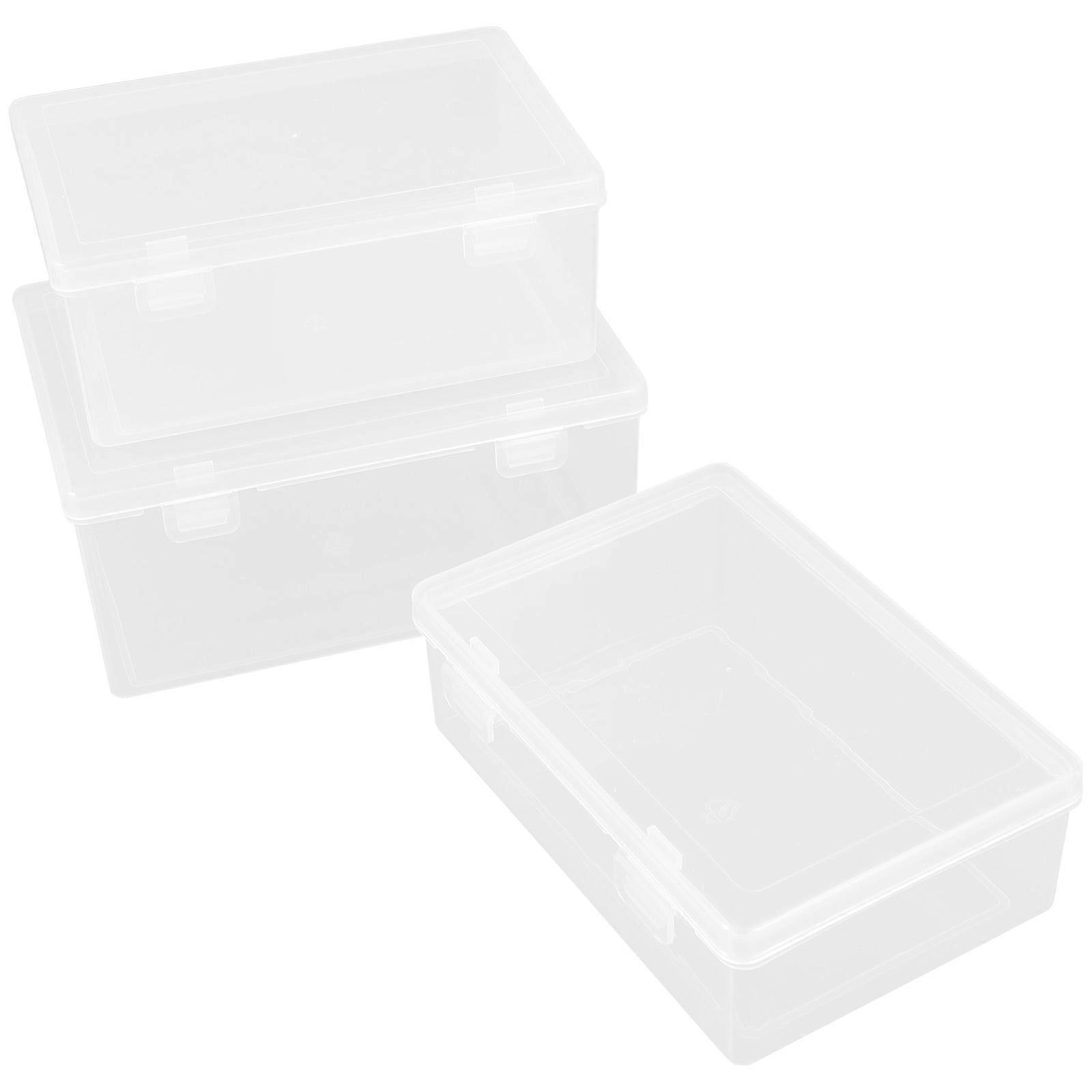 3Pcs Transparent Card Storage Box for Desktop Organization Use