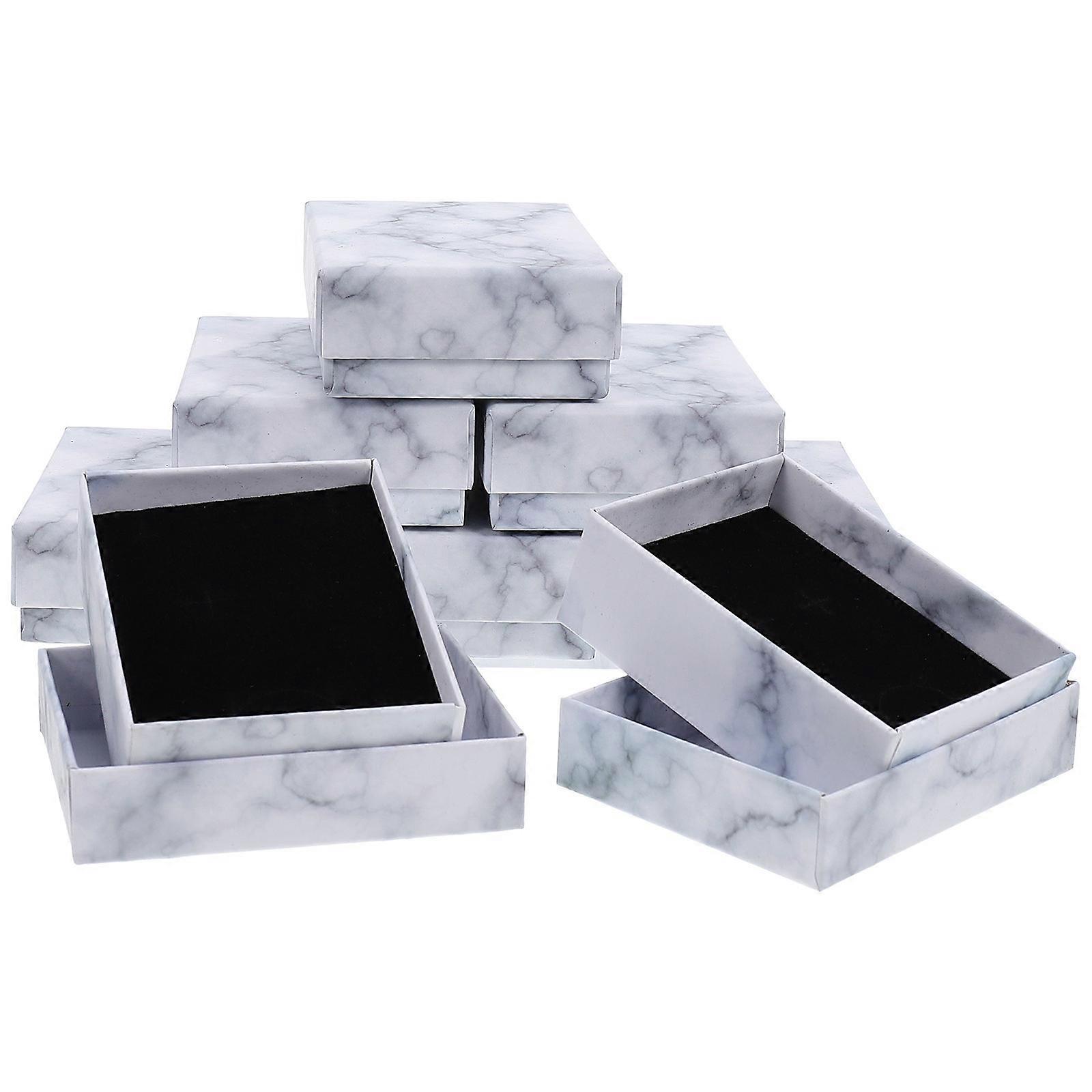 Durable Paper Marble Pattern Jewelry Box for Storage 8Pcs Packaging
