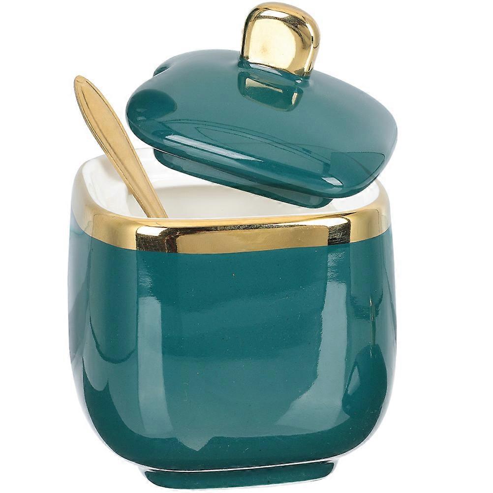 Green Household Spice Jar Set for Storage with Scoop 1Set Kitchen Condiment Container