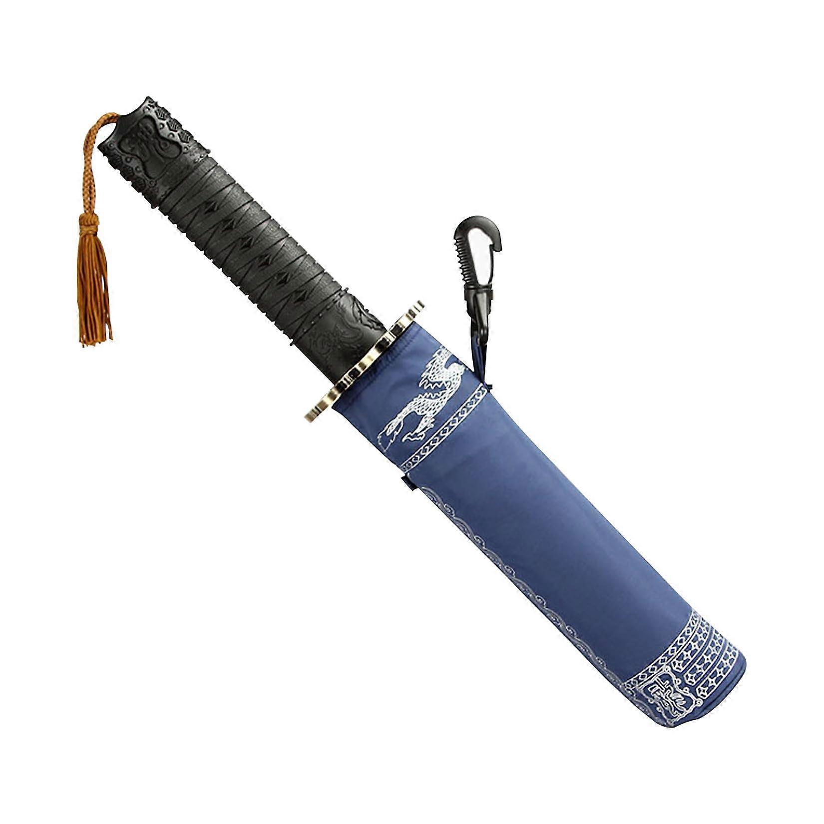 Automatic Folding Travel Umbrella 96cm Blue, Windproof Density Fabric with Retro Handle