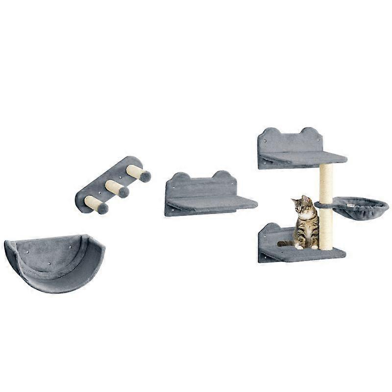 Wall-Mounted Cat Shelves with Scratching Post, Hammock and Nest