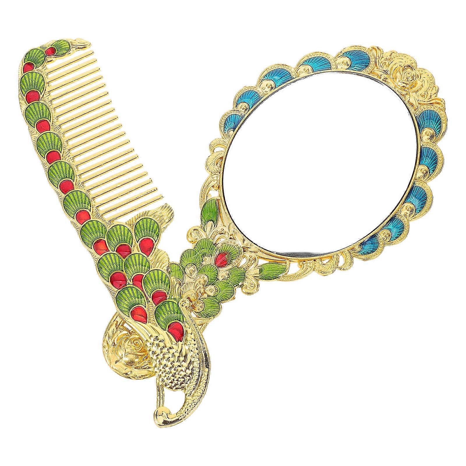 Mini Cosmetic Mirror and Comb Set for Makeup 2Pcs Portable Handheld Vanity