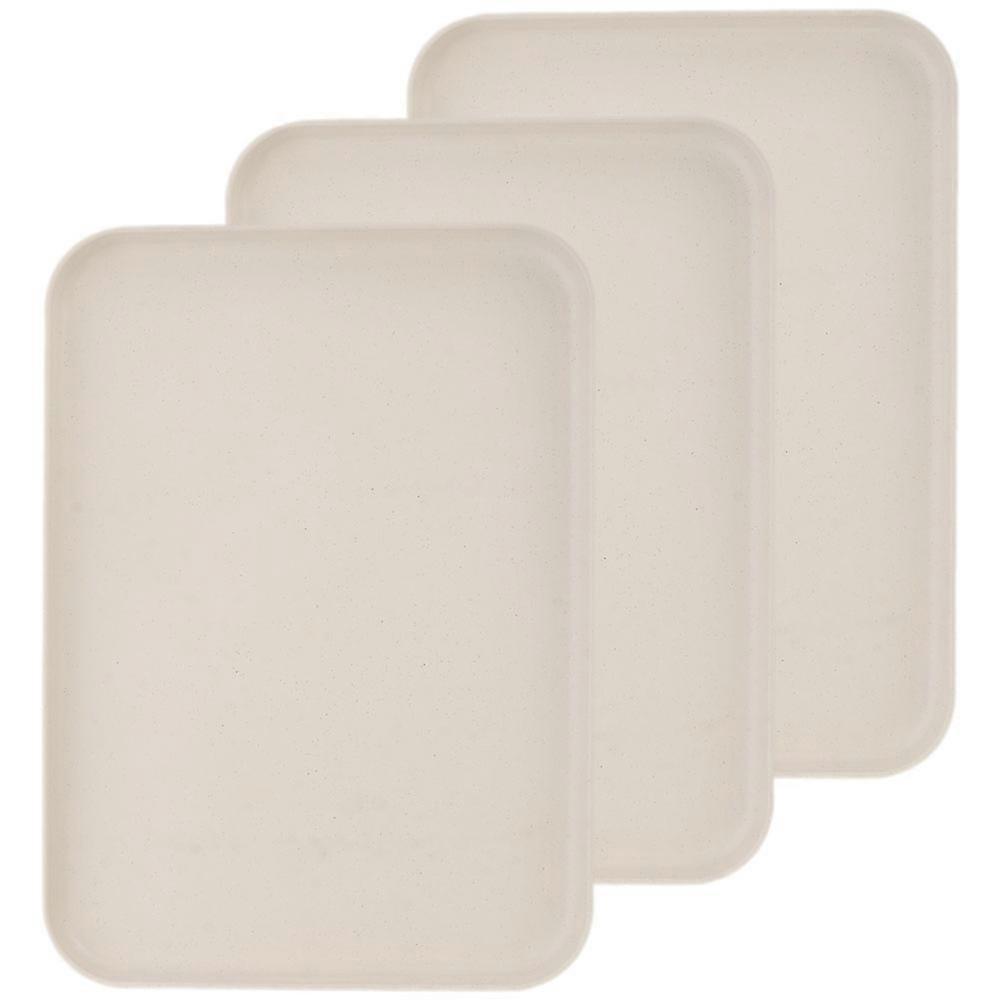 Desserts Tray Plate Multi-Function Serving Tray Non-Slip Food Storage Rectangular Beige 24X17X2Cm 3Pcs