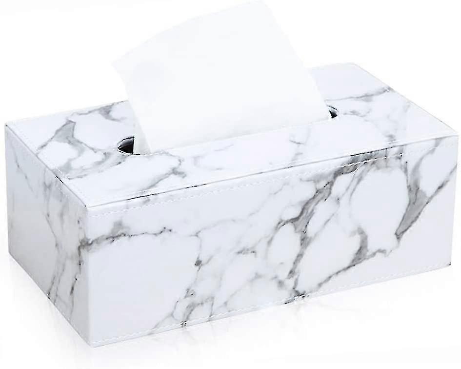 Rectangular Leather Tissue Box (marble)