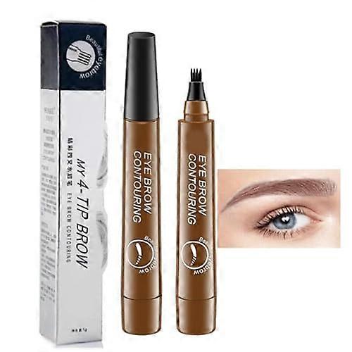 Waterproof Microblading Eyebrow Pen Light Brown with 4 Tip Precision for Natural Longwear Brows