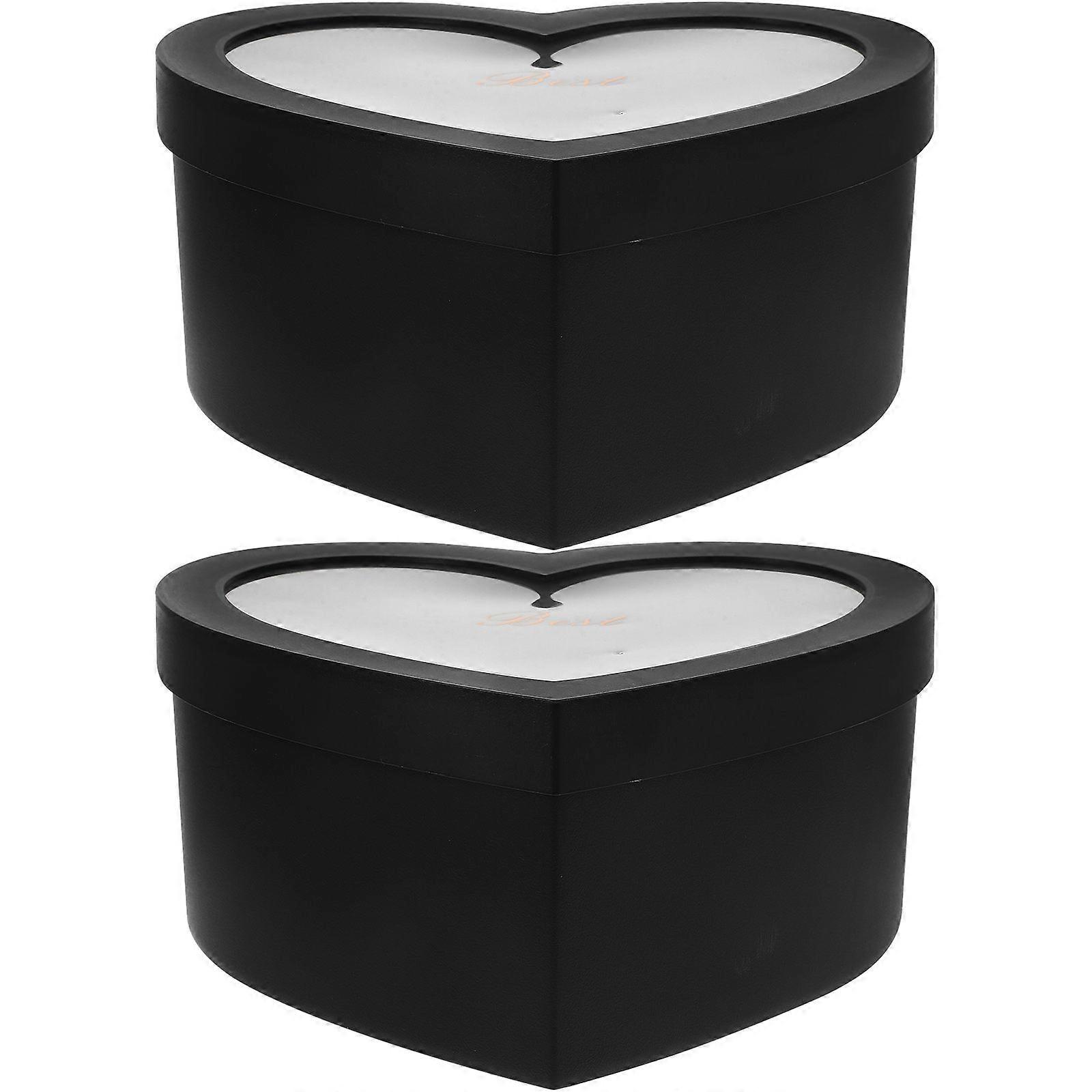 2pcs Flower Gift Storage Box Decorative Packing Box Heart Storage Box with Window