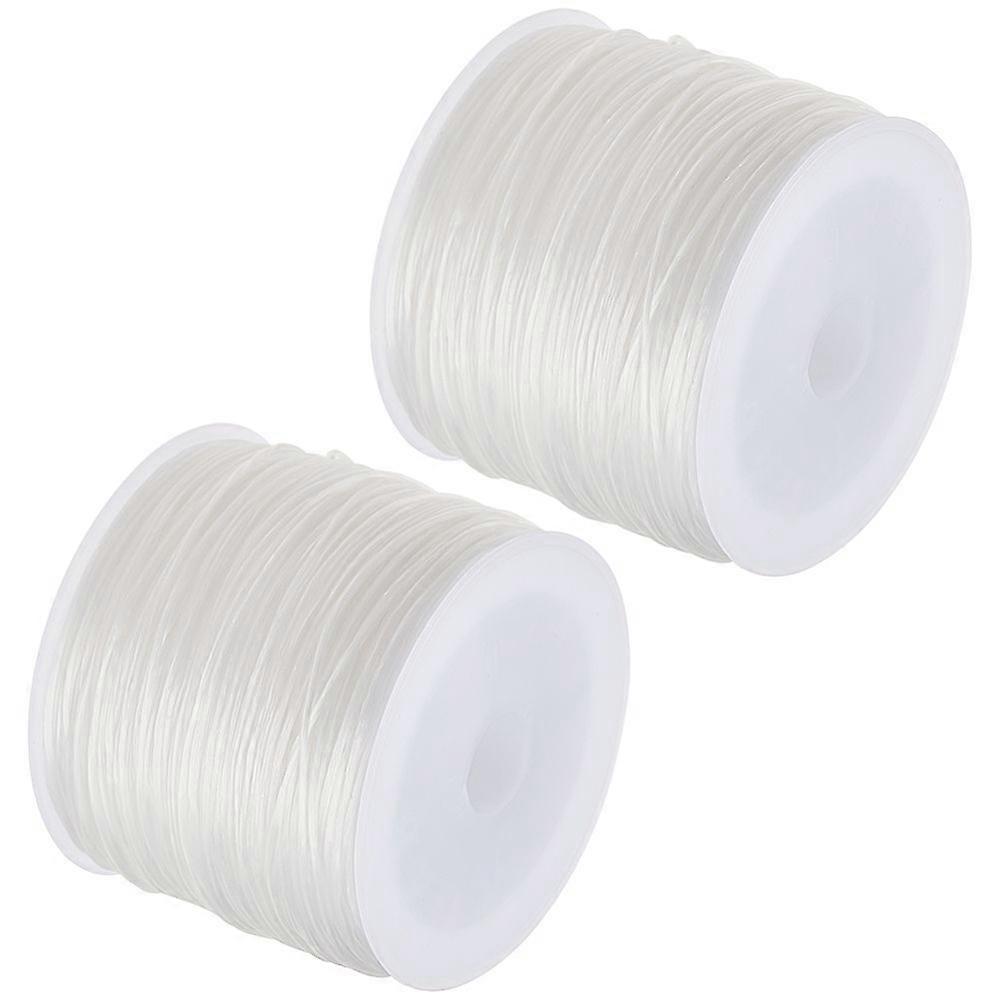 2 Rolls 100M Flat Elastic String 0.8mm White Stretchy String Cord Bead Bracelet Thread for Bracelets and Jewelry Making