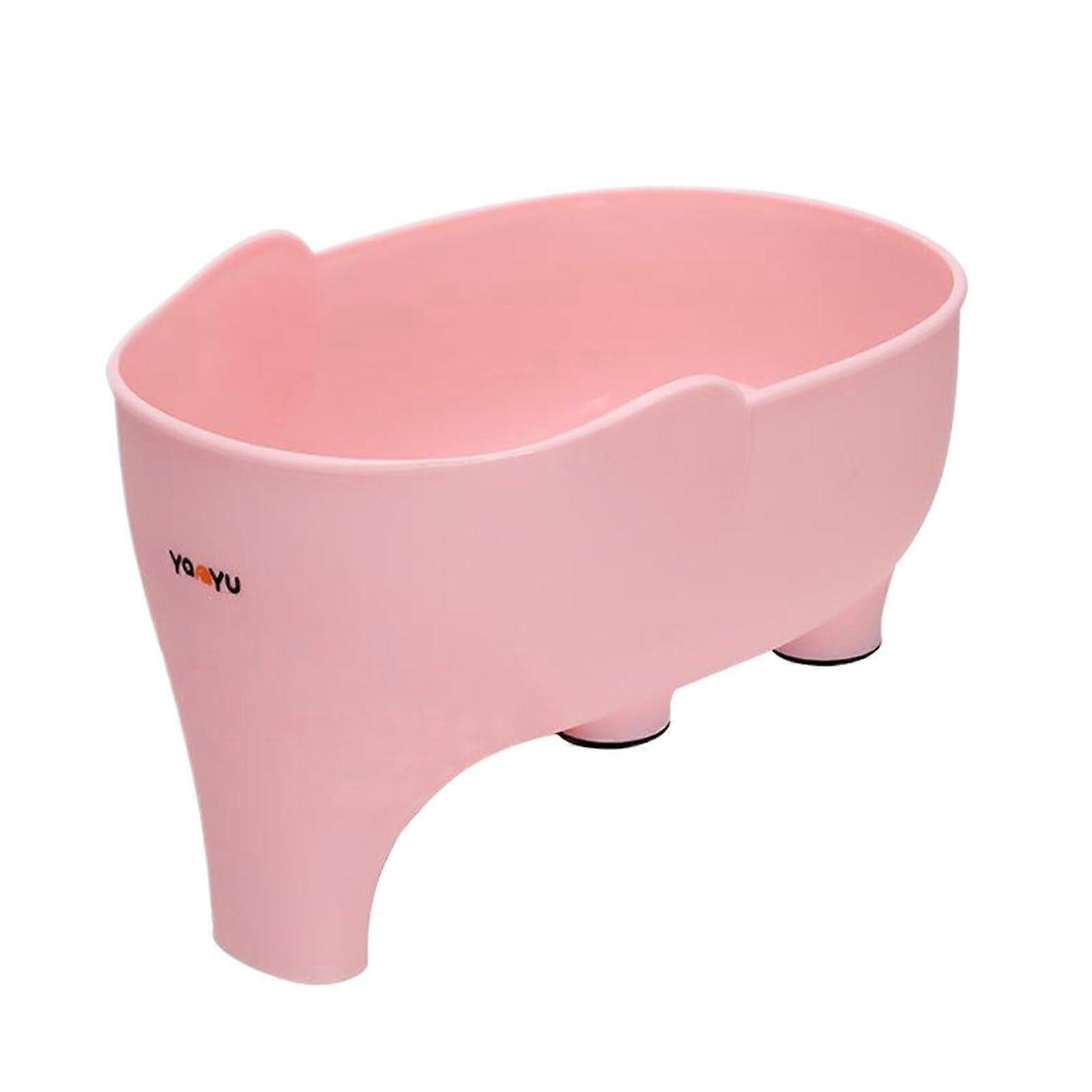 Durable Plastic Kitchen Strainer with Colander Basket, Efficient Drainage, Pink Fruit and Veggies