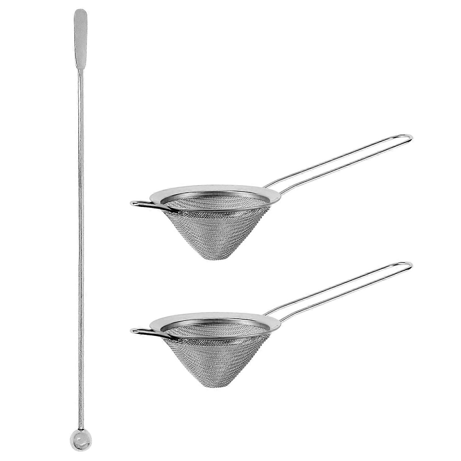 Fine Mesh Cocktail Strainer Set with Muddler, Dual Filter Stainless Steel Bartender Tools