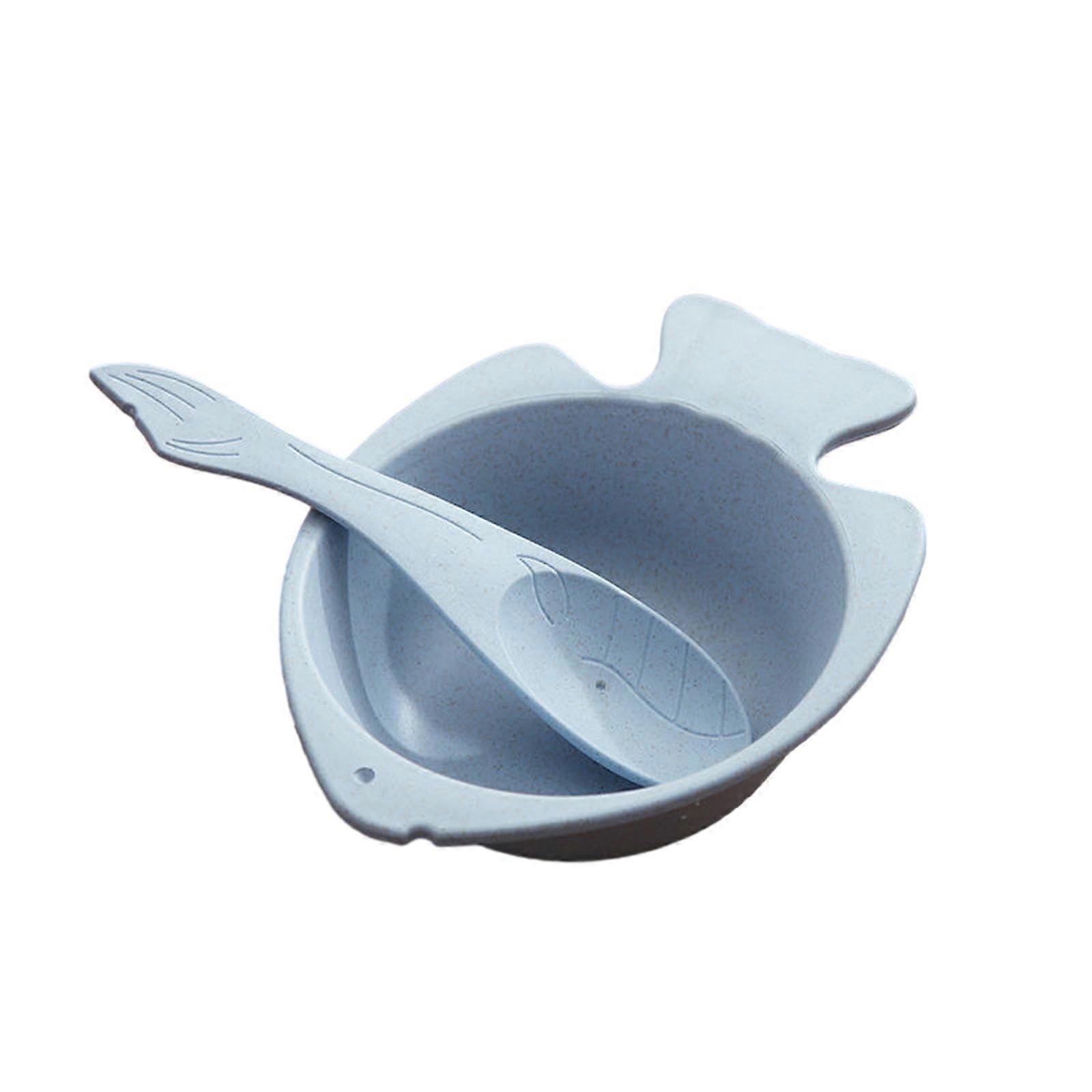 2PC Blue Ceramic Fish Shaped Rice Bowls Microwave Dishwasher Safe Scratch Resistant
